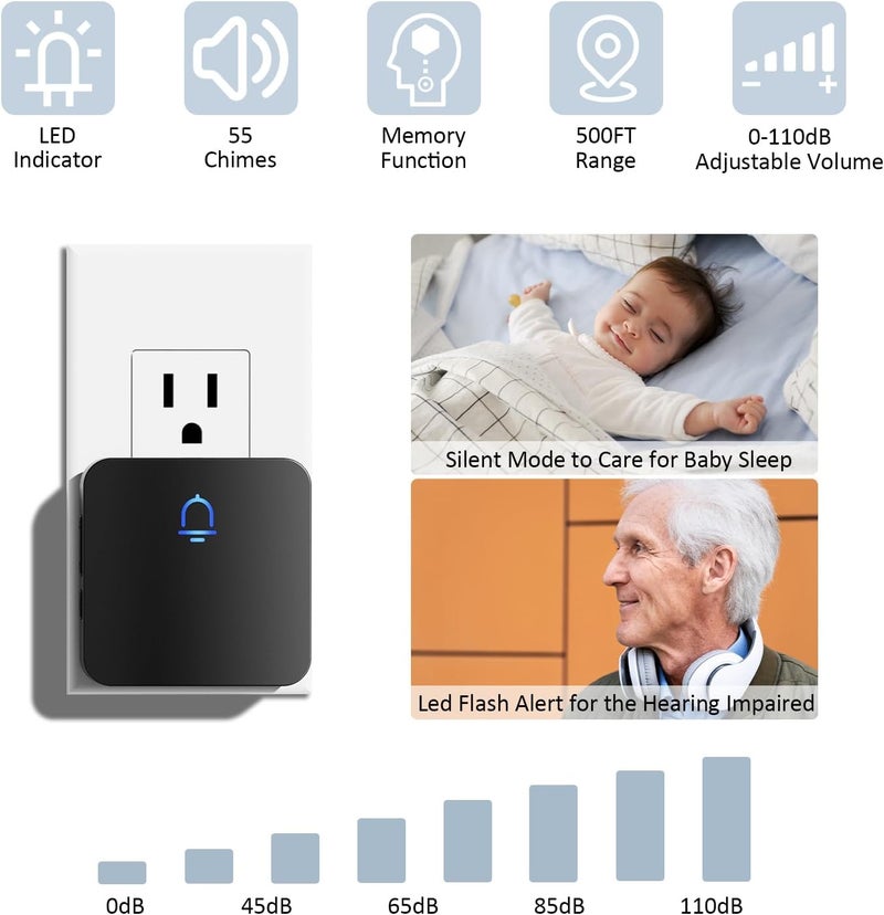 SECRUI Door Chime, Wireless Door Chimes When Door Open Entry for Business/Home/Office/Store Door Ringer Alert Buzzer Alarm Door Ringer for Opening – Door Open Alert - 2 sensors - Image 3
